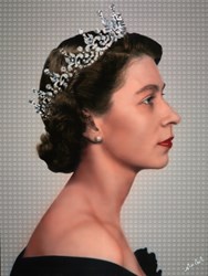 Queen Elizabeth II by Nick Holdsworth - Mixed Media on Board sized 35x46 inches. Available from Whitewall Galleries